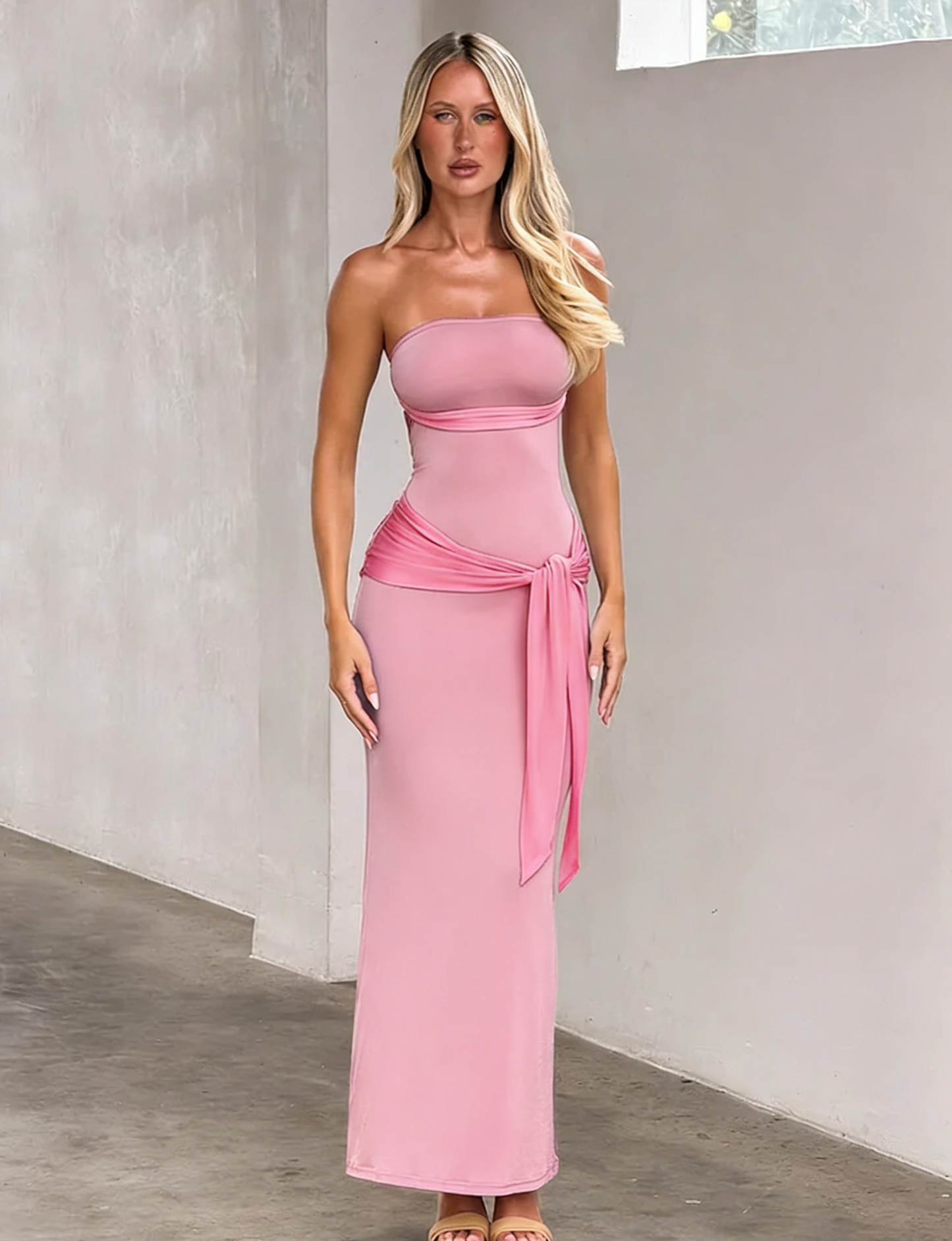 Tube Top Sleeveless Ankle Length Sheath Prom Dress