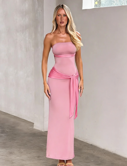 Tube Top Sleeveless Ankle Length Sheath Prom Dress