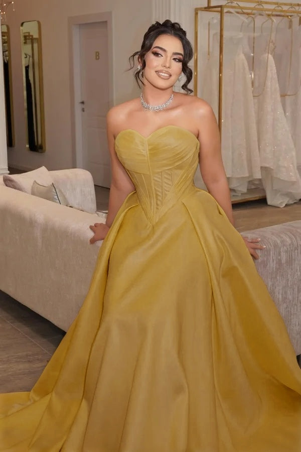 Strapless Sleeveless Long Pleated Mermaid Prom Dress With Corset