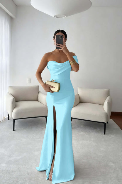 Sleeveless Prom Dress Mermaid Slimming Pleated with Split