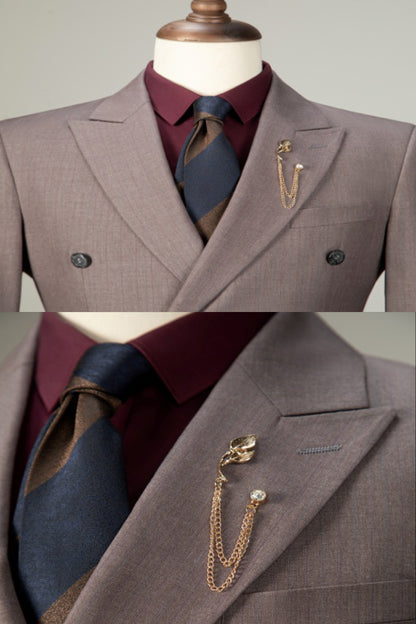 Notch Lapel Dark Pink Dinner Prom Suit Two Pieces Formal Suit For Groom