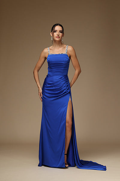 Royal Blue Spaghetti Straps Prom Dress