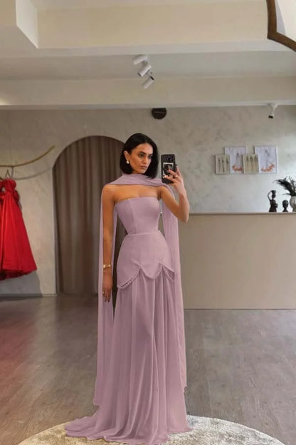 Ivory Strapless Pearls Spliced Prom Dress ZT0685