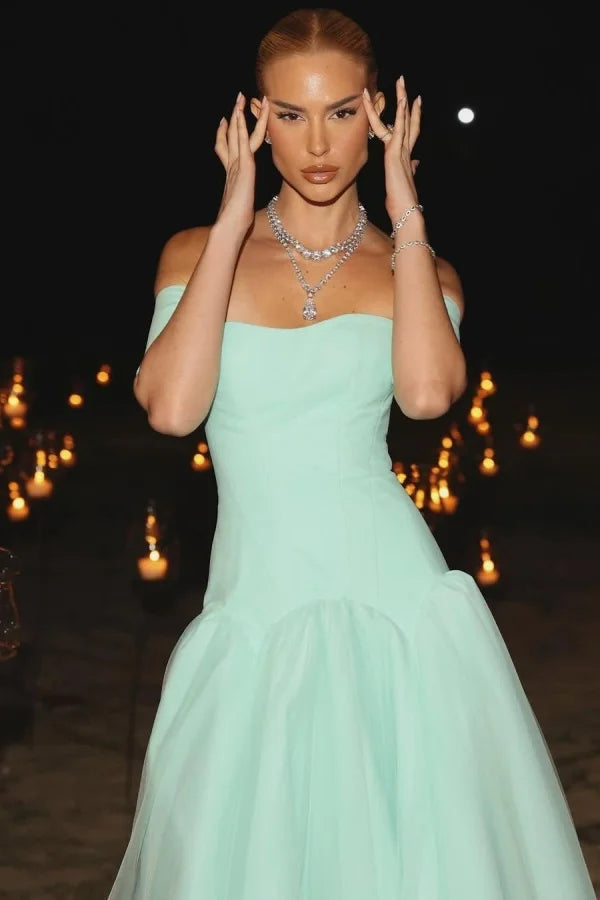 Elegant Strapless A-Line Mint Green Prom Dress