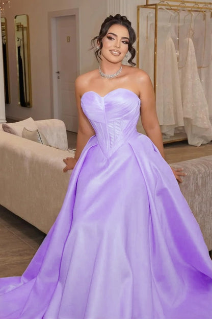 Strapless Sleeveless Long Pleated Mermaid Prom Dress With Corset