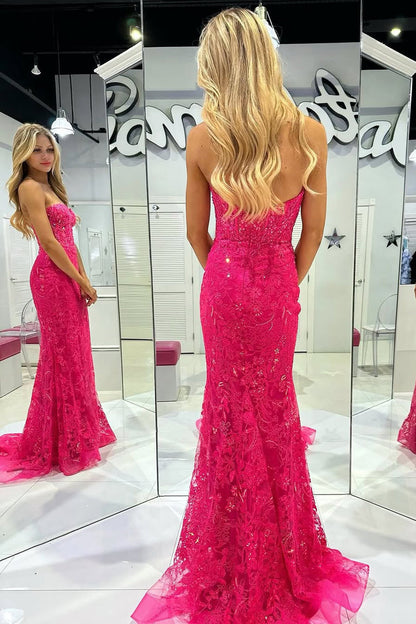 Cute Mermaid Sweetheart Keyhole Lace Prom Dress