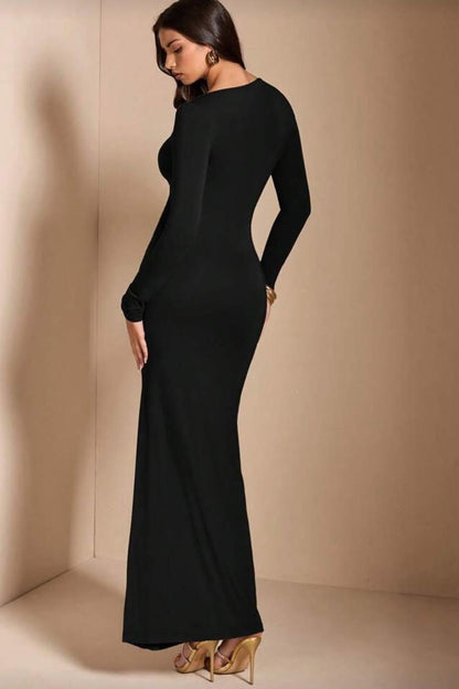 Black Spandex Strapless Long Sleeves Long Mermaid Prom Dress