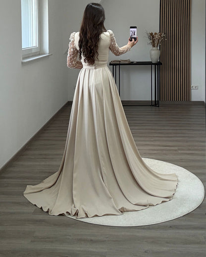 Cap Sleeves Chiffon Evening Dress