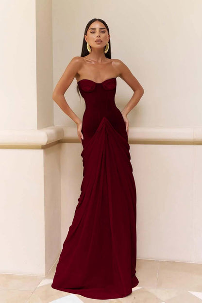 Glamorous Nude Strapless Prom Dress