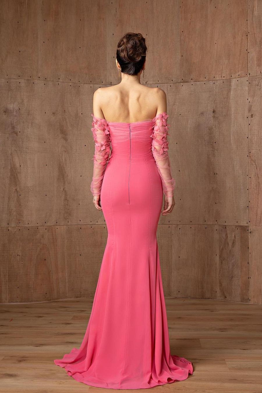 Long Sleeves Strapless Mermaid Long Prom Dress