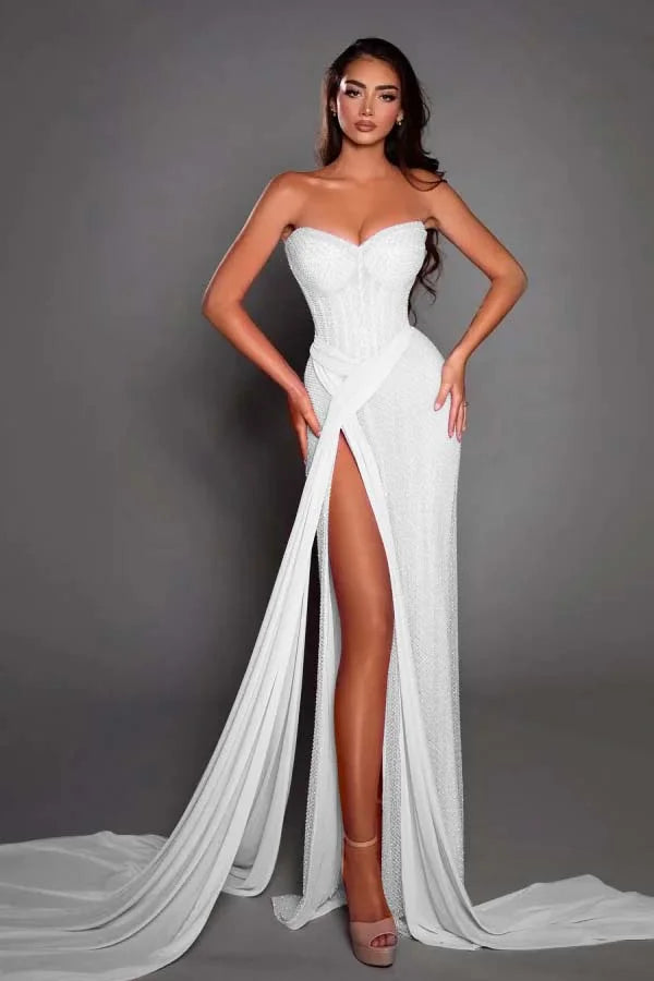 Gorgeous Pink Sweetheart Split Summer Prom Dress