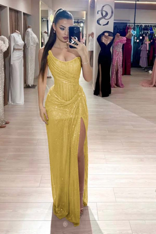Strapless Sleeveless Mermaid Long Evening Formal Dress With High Split