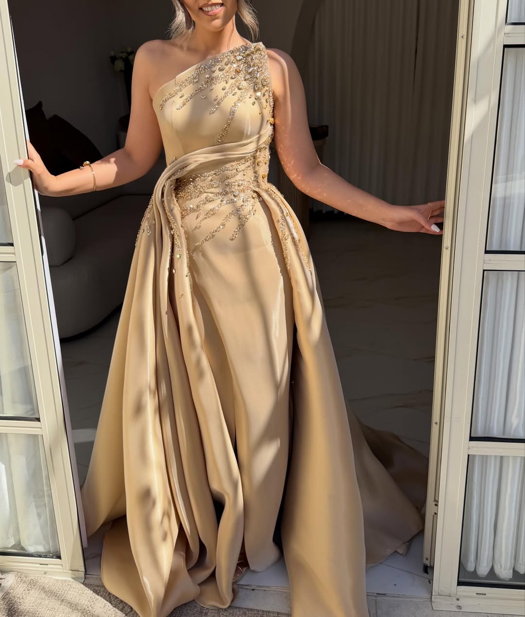 A-Line Rhinestone Sleeveless Evening Dress