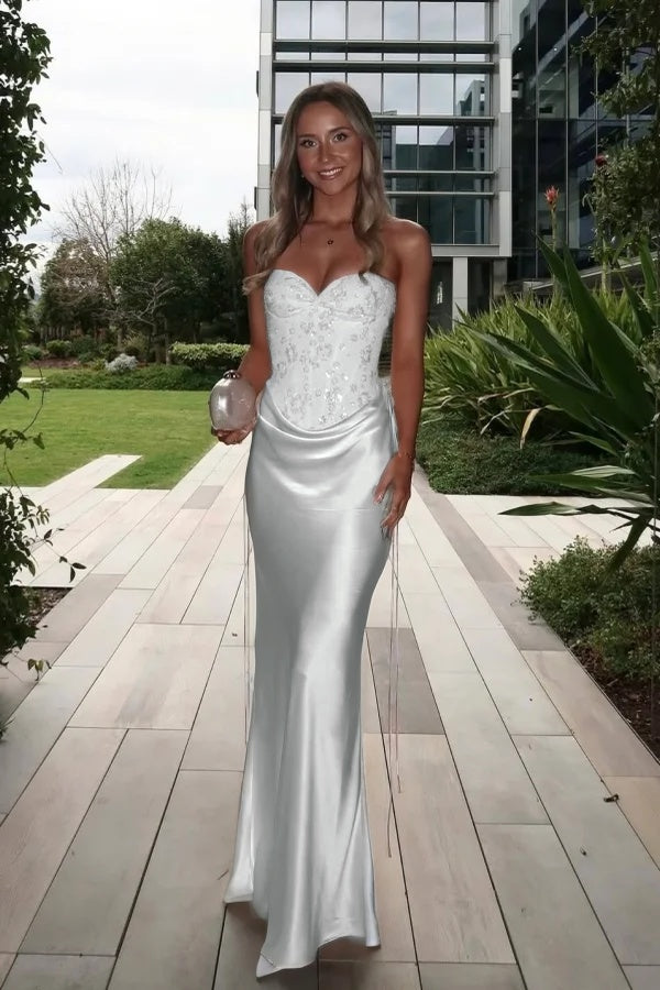 V-Neck Strapless Sleeveless Long Mermaid Prom Dress