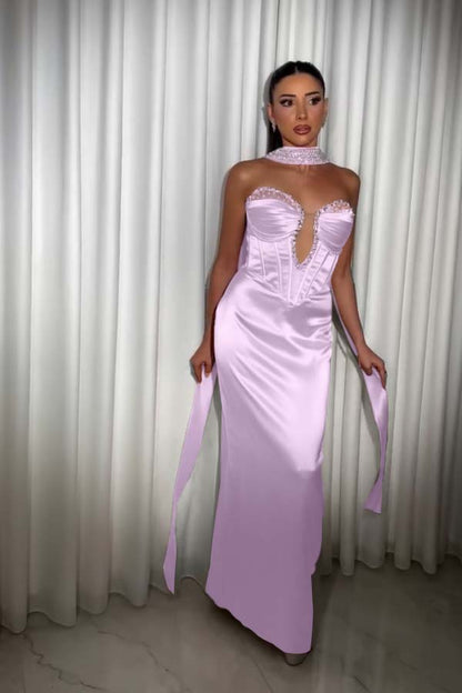 Strapless Sleeveless Long Mermaid Prom Dress With Pleated Beading