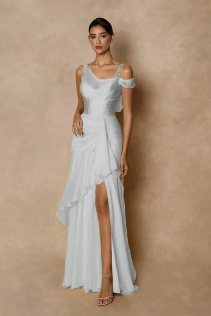 Wide shoulder straps Sleeveless Long Prom Dress