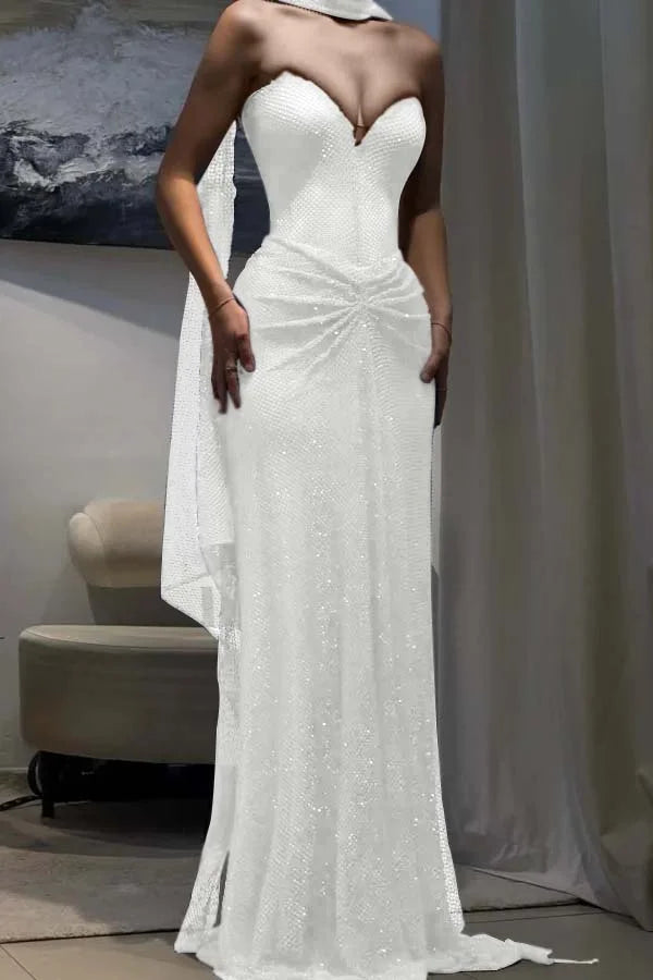 Dark Blue Sweetheart Sheath Strapless Prom Dress