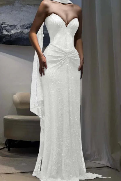 Dark Blue Sweetheart Sheath Strapless Prom Dress