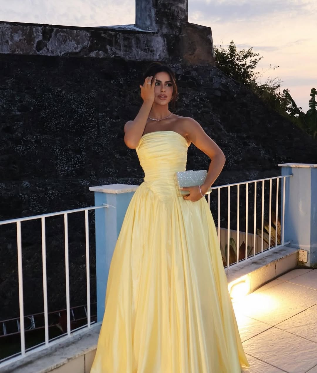Lovely Yellow Pleated Strapless Prom Dress