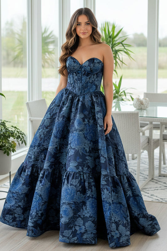 Gorgeous Ball Gown Sweetheart Navy Long Prom Dress