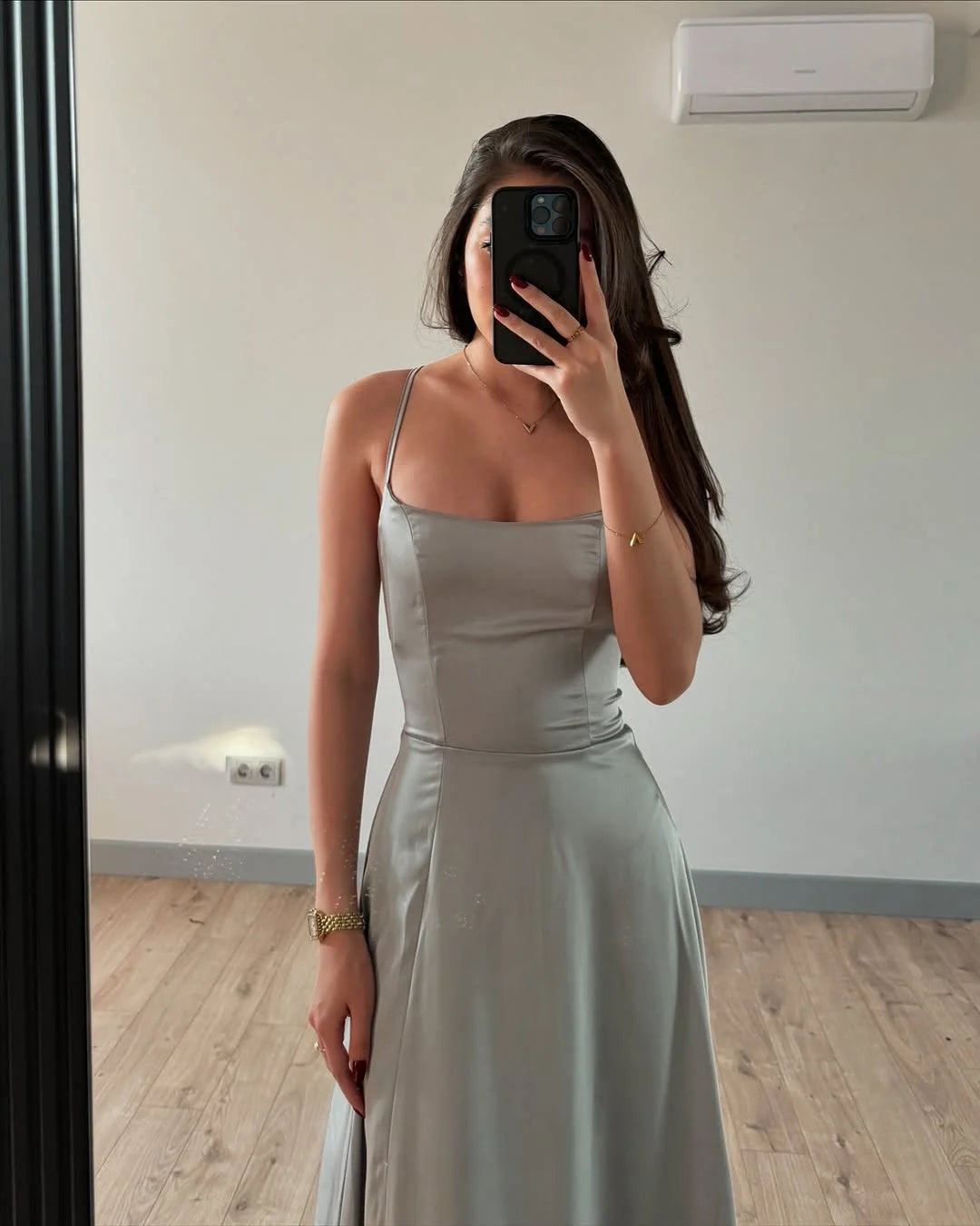 Mist Chic Split Spaghetti-Straps Prom Dress