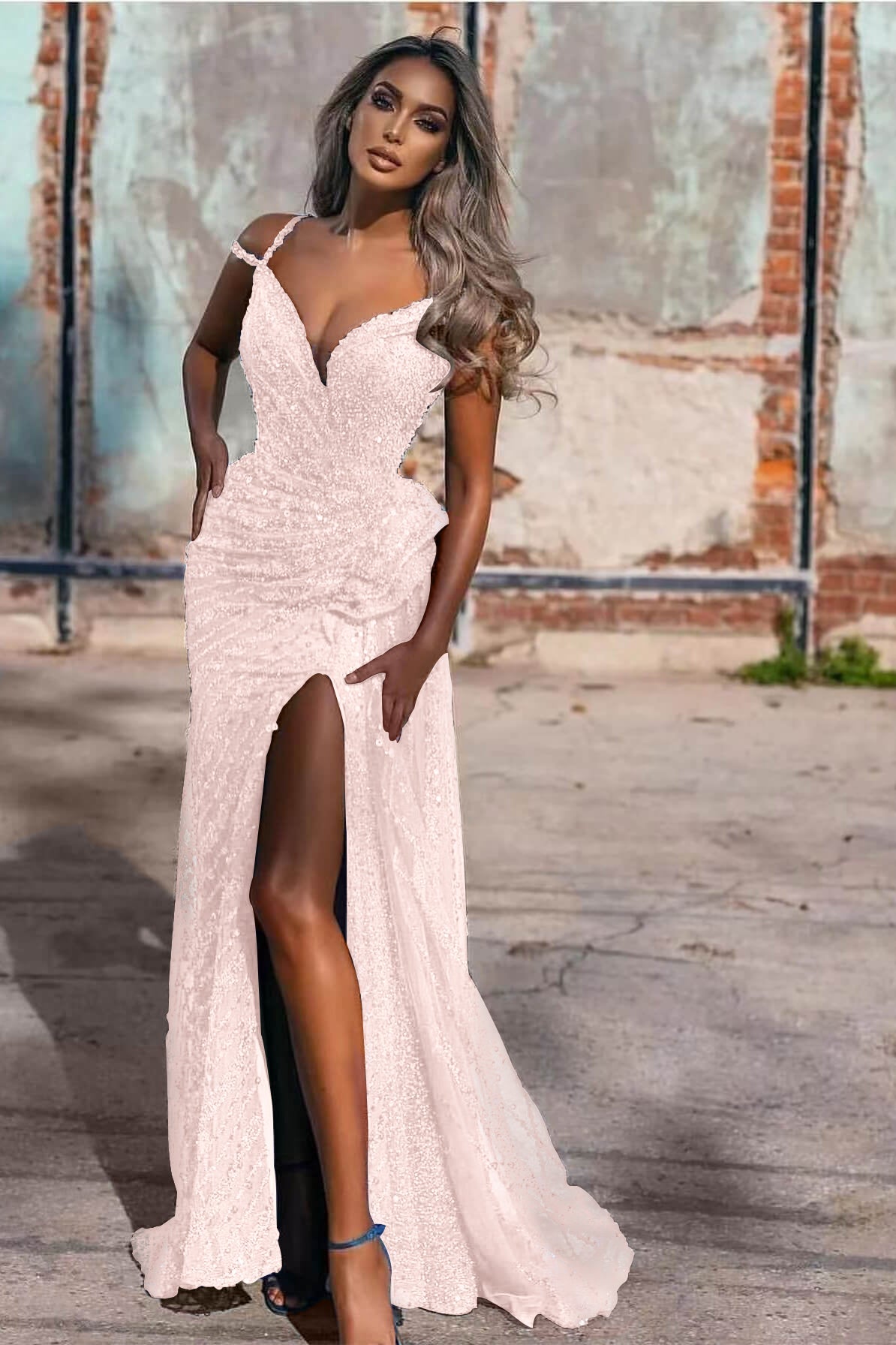 Royal Blue Off the Shoulder Sleeveless Evening Dress