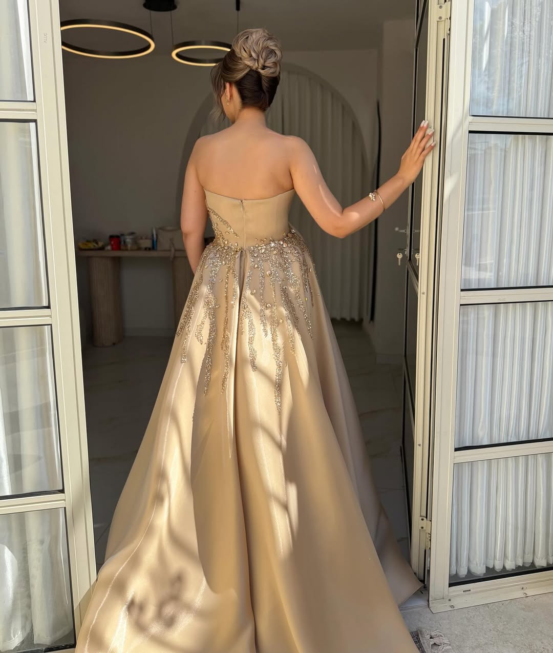 A-Line Rhinestone Sleeveless Evening Dress