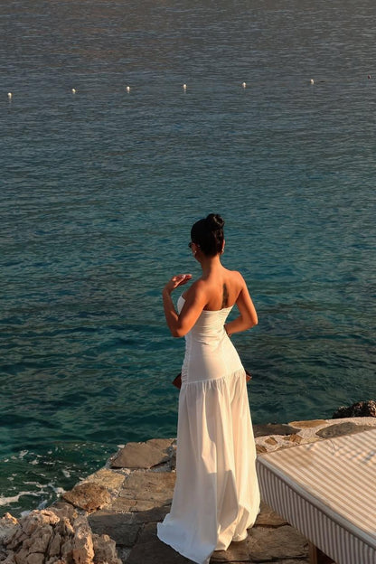 Strapless Sweetheart Sleeveless Long Prom Dress With Pleated