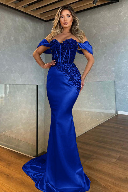 White Sweetheart Off the Shoulder Mermaid Evening Dress