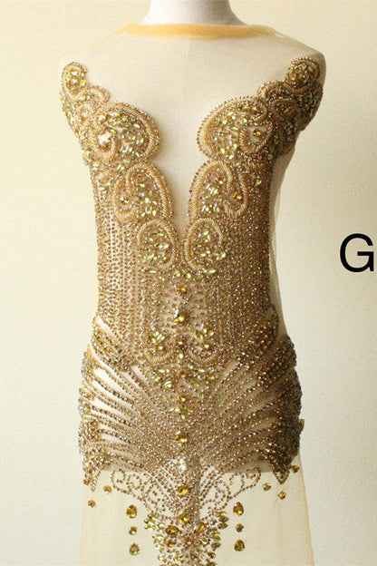 Crew Neck Sequins Sleeveless Flower Mermaid Princess Prom Dress