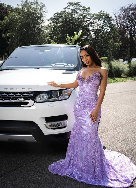 Lilac Long Prom Dresses Inspiration Evening Gowns