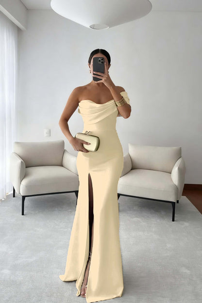 Sleeveless Prom Dress Mermaid Slimming Pleated with Split