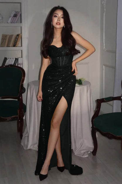 Gorgeous Burgundy Spaghetti Strap Prom Dress Slimming with Split