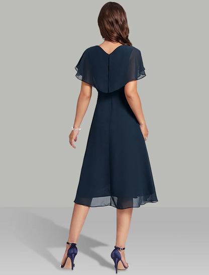 A-Line Wedding Guest Dresses Elegant Dress Semi Formal Tea Length