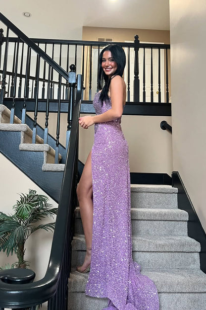 Gorgeous Mermaid Sweetheart Dusty Purple Sequins Prom Dress