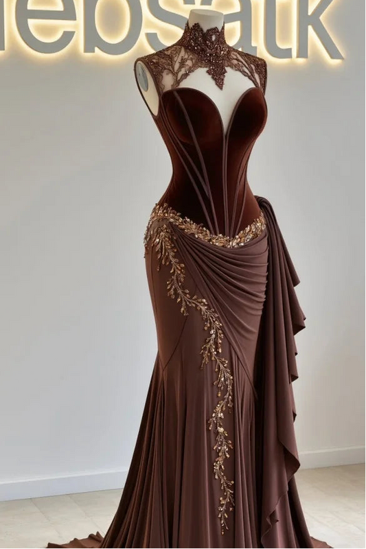 Gorgeous Brown Sleeveless Sweetheart Prom Dress