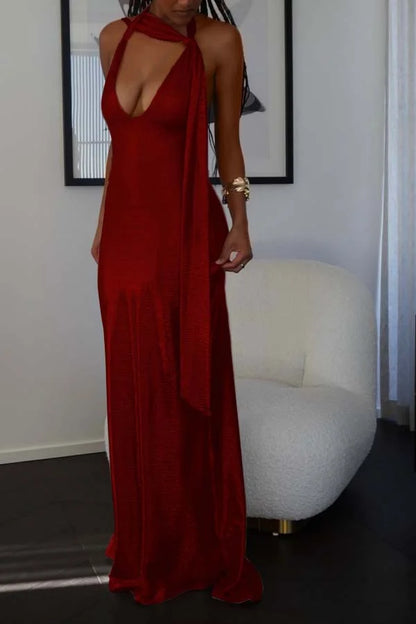 Pearl Pink Halter V-neck Sheath Shining Prom Dress ZT0665