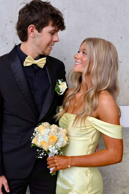 Off The Shoulder Sheath Satin Long Prom Dresses