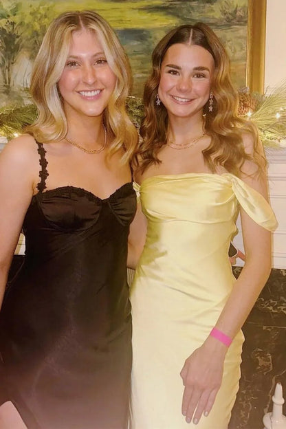 Off The Shoulder Sheath Satin Long Prom Dresses