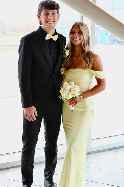 Off The Shoulder Sheath Satin Long Prom Dresses