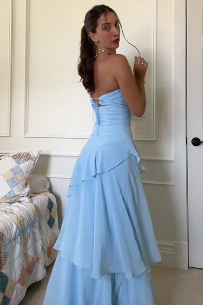 Sweetheart Yellow Keyhole Ruffle Mermaid Prom Dress