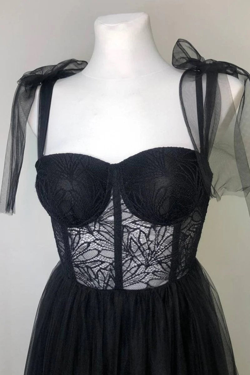 Charming Corset A-Line Slit Prom Dress with Bow