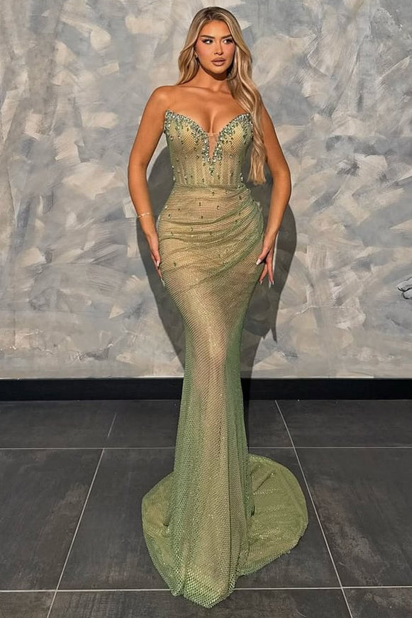 Glamorous Green Sweetheart Trumpet Prom Dress