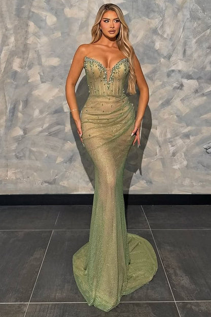 Glamorous Green Sweetheart Trumpet Prom Dress