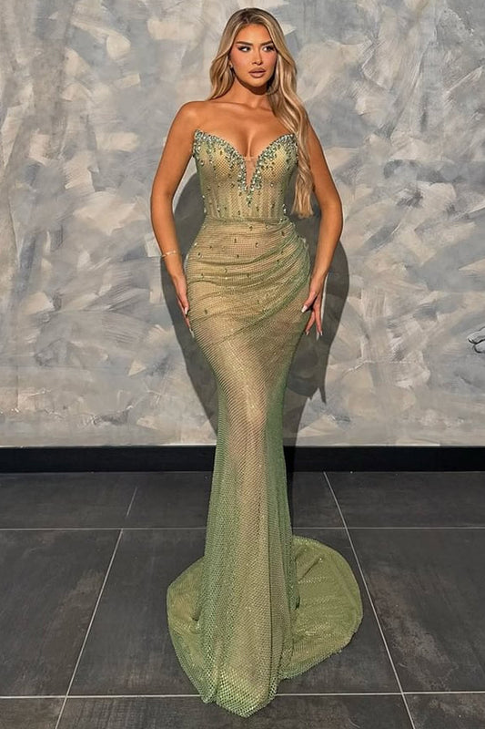 Glamorous Green Sweetheart Trumpet Prom Dress