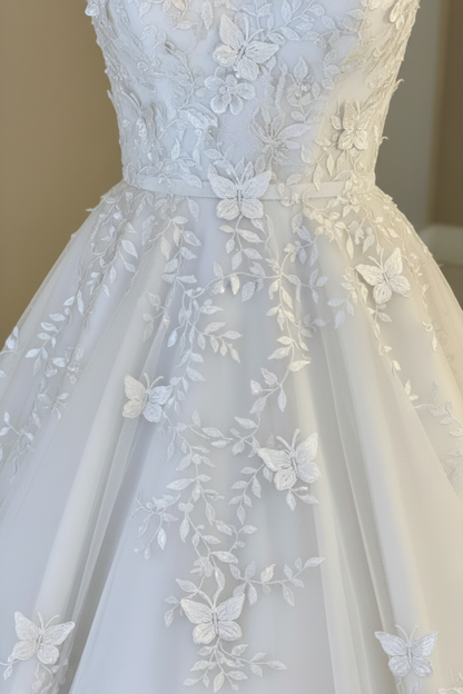 Gorgeous Off Shoulder White Lace Aline Wedding Dress