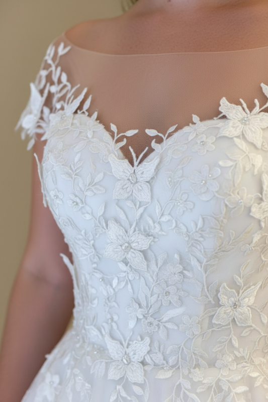 Gorgeous Off Shoulder White Lace Aline Wedding Dress