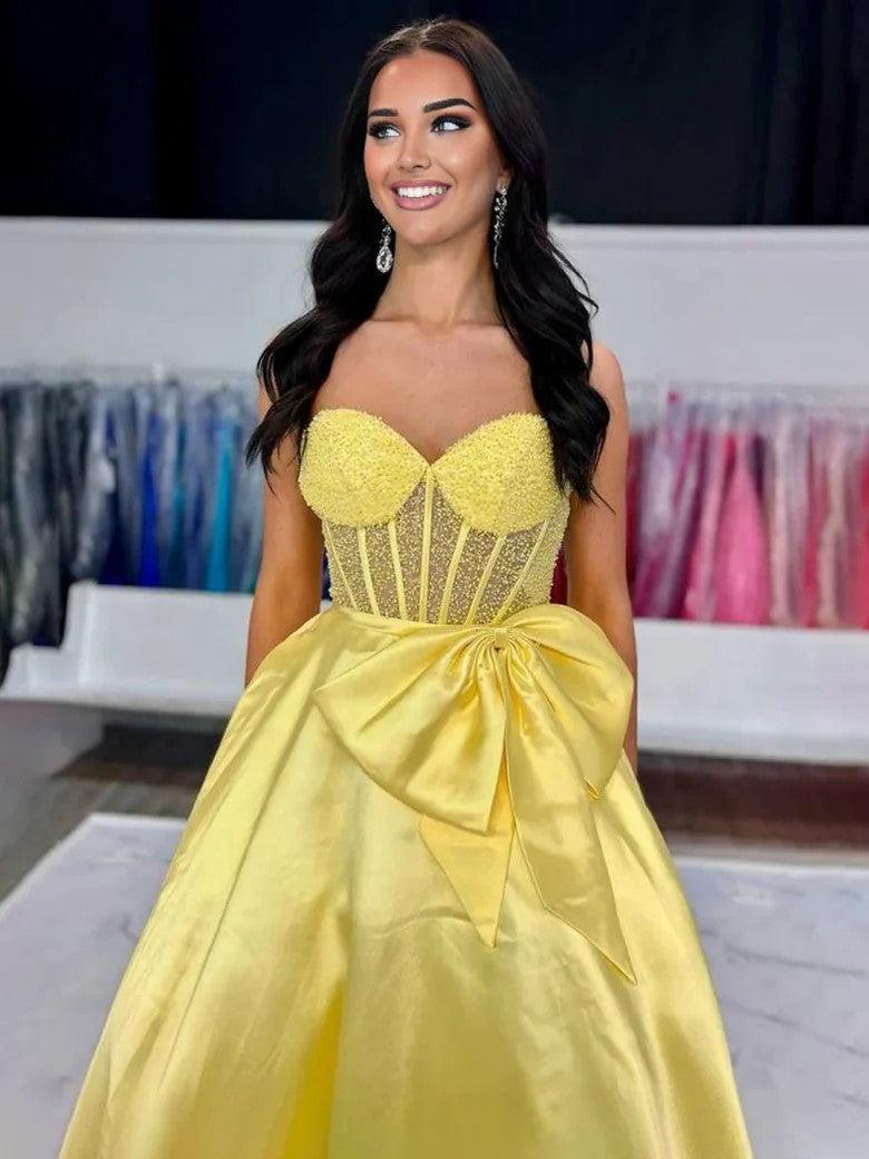 Aqua Strapless Sweetheart Ball Gown with Beaded Bodice & Satin Skirt