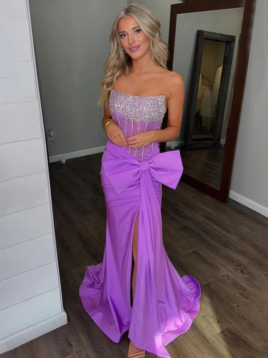 Bateau-Neck Strapless Beaded Mermaid Mermaid Prom Dress Sleeveless Pleated Chiffon Party Gowns