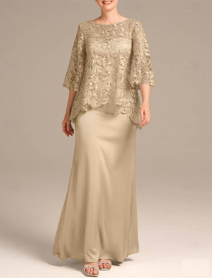 Lace Half Sleeve Mermaid Ankle-Length Women Evening Dress